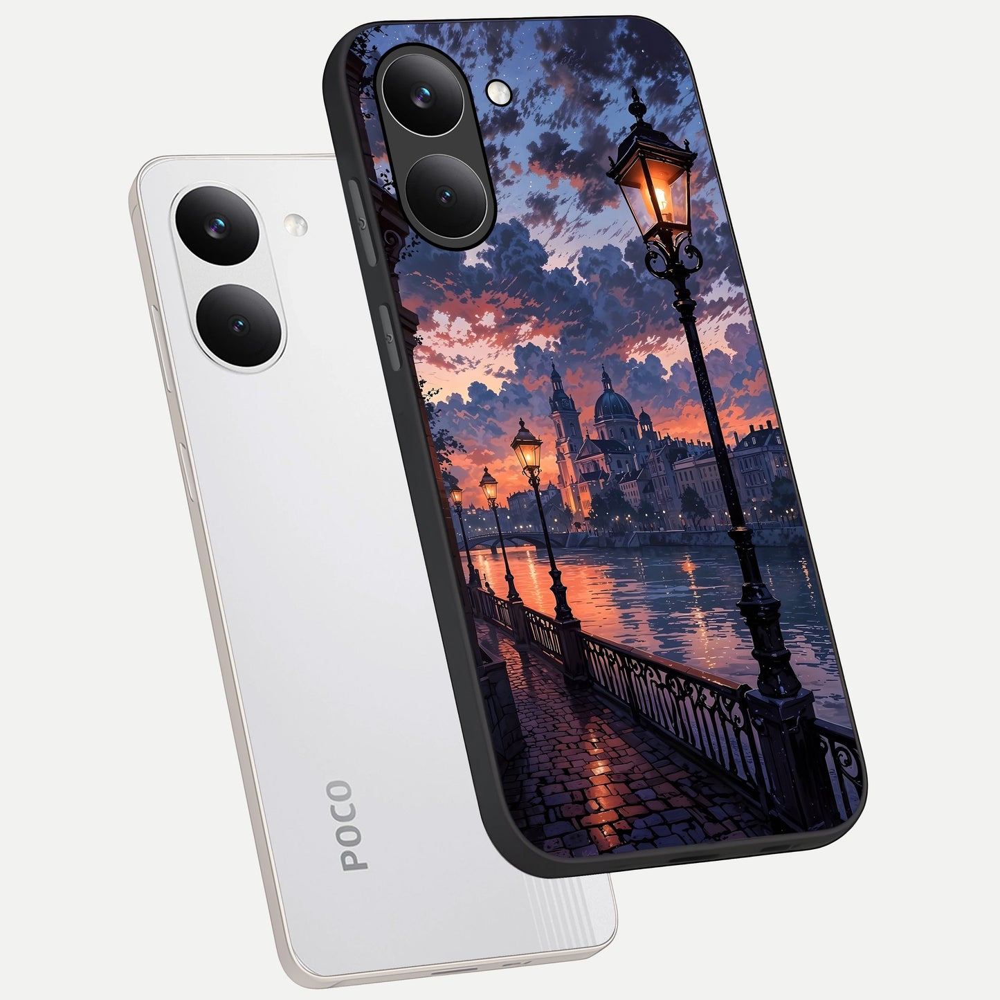  Twilight River Lights phone case For Poco X8 Pro showing premium glass back cover with detailed artwork