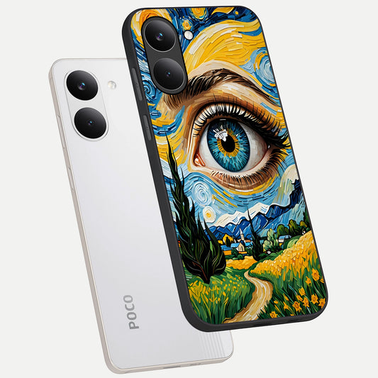  Van Gogh Eye phone case For Poco X8 Pro showing premium glass back cover with detailed artwork
