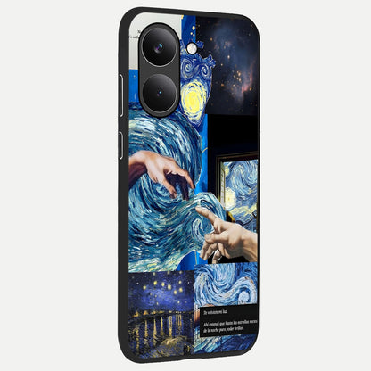  Aesthetic Vando Hands back cover For Poco X8 Pro slim fit glass case with vibrant aesthetic design