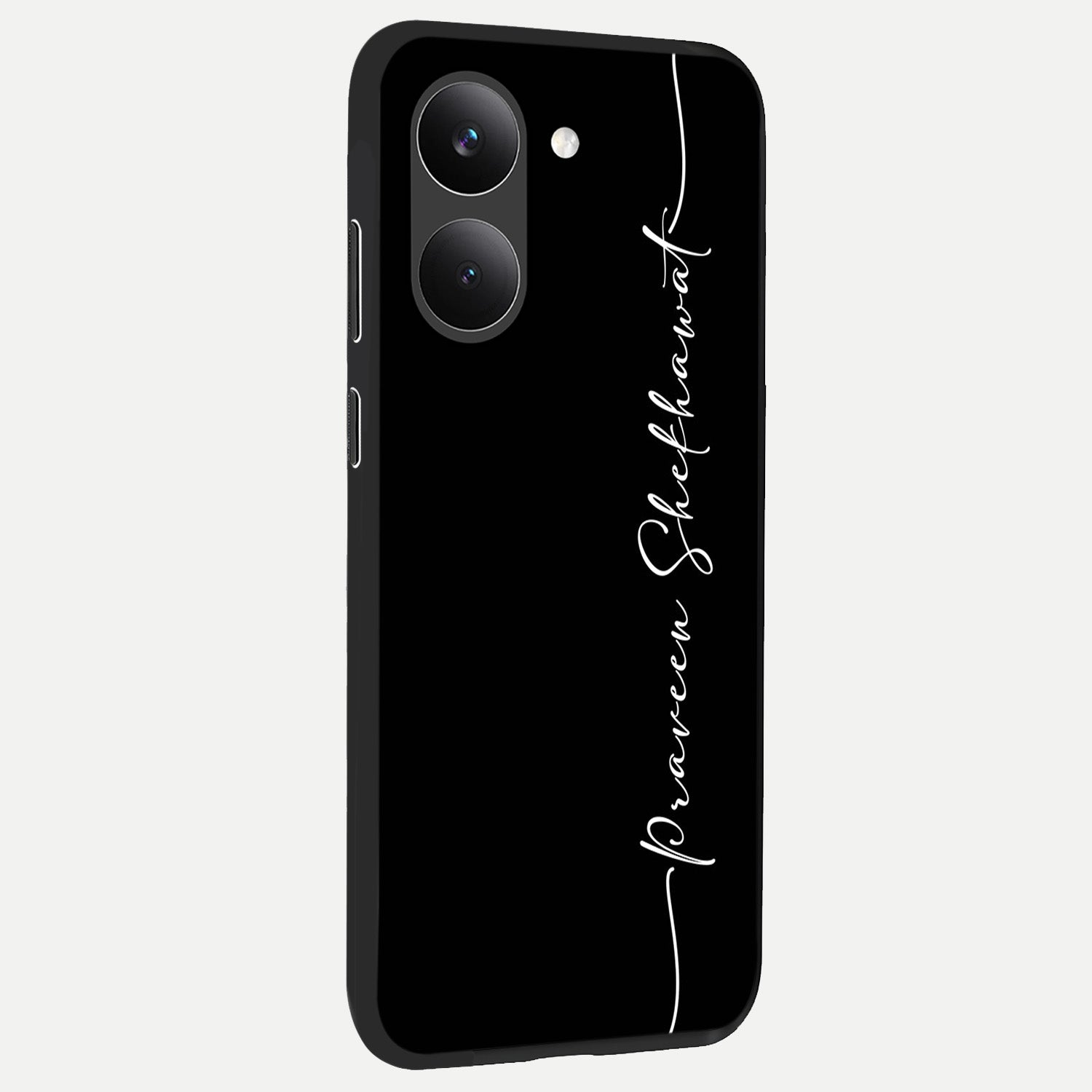  Black Tune Custom Name back cover For Poco X8 Pro slim fit glass case with vibrant aesthetic design