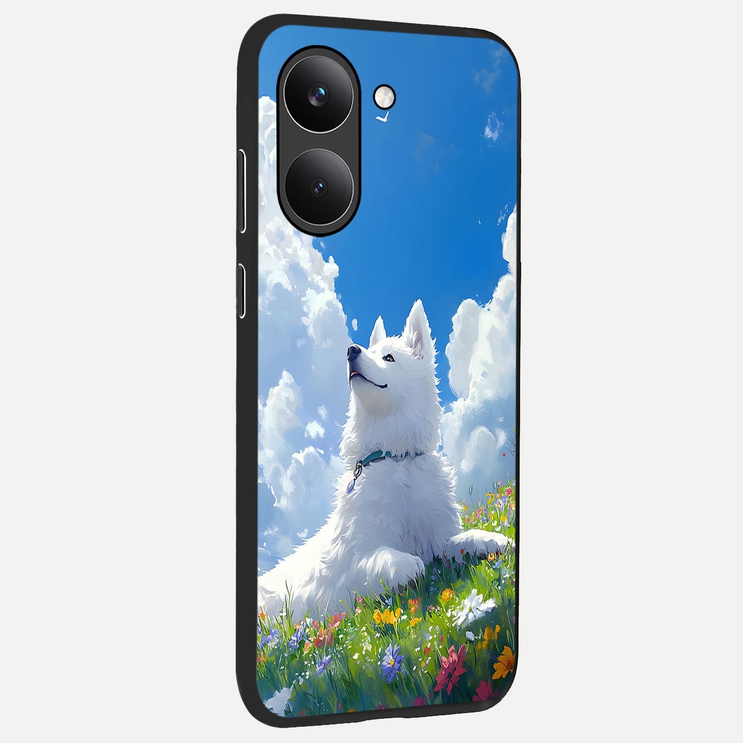  Blissful Cloud Pup back cover For Poco X8 Pro slim fit glass case with vibrant aesthetic design
