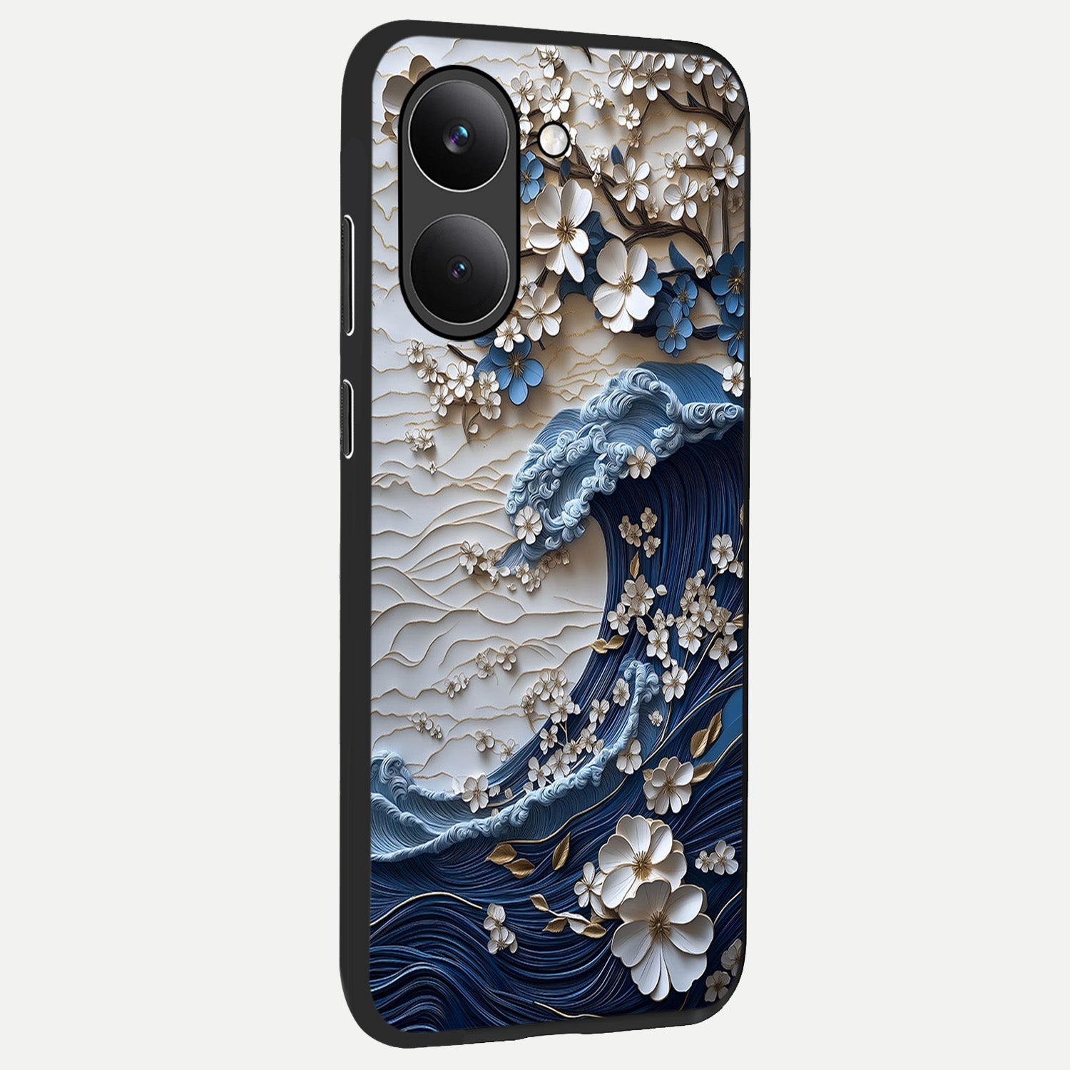  Blossom Wave Art back cover For Poco X8 Pro slim fit glass case with vibrant aesthetic design