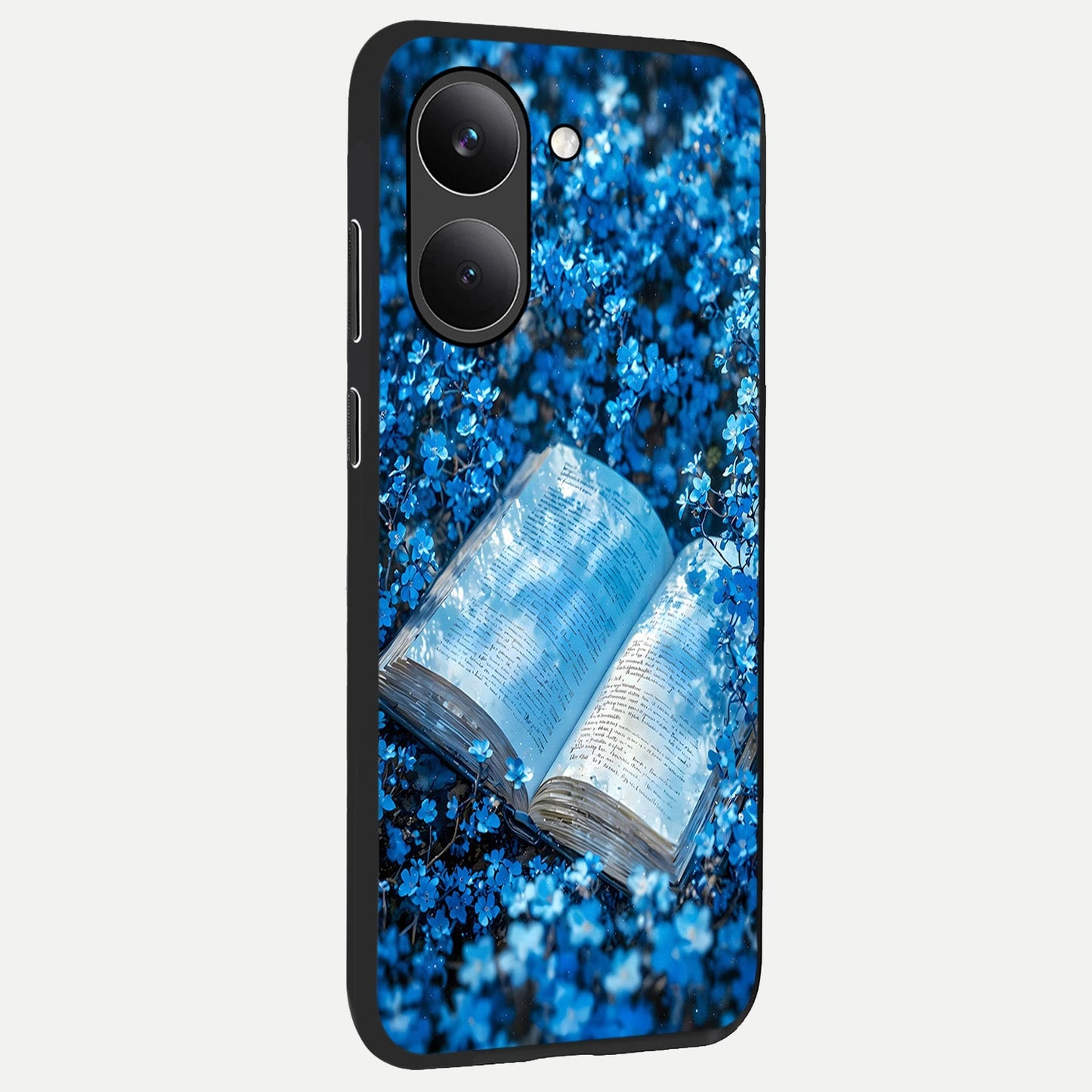  Blue Bloom Tales back cover For Poco X8 Pro slim fit glass case with vibrant aesthetic design