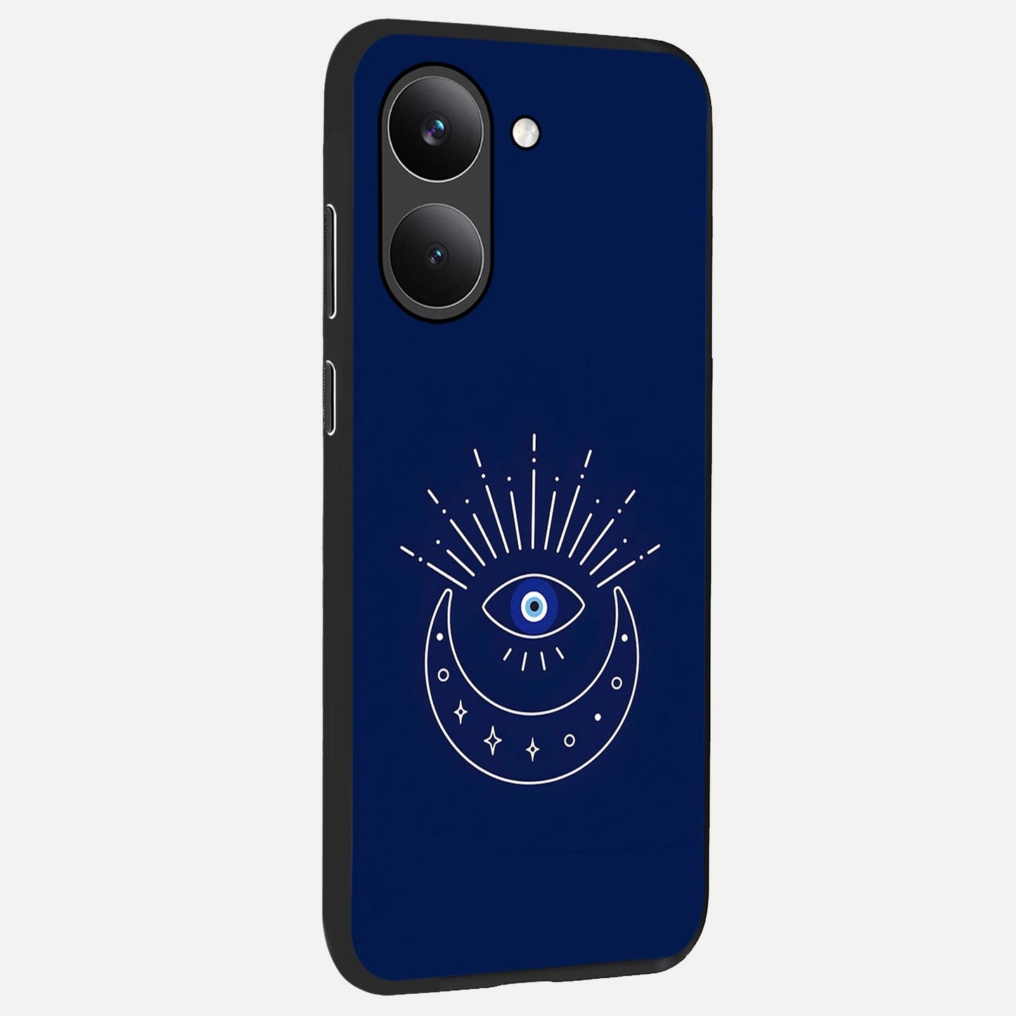  Blue Evil Eye back cover For Poco X8 Pro slim fit glass case with vibrant aesthetic design