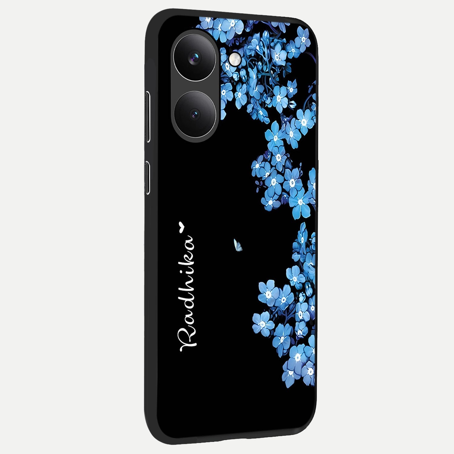  Blue Petal Dream Custom Name back cover For Poco X8 Pro slim fit glass case with vibrant aesthetic design