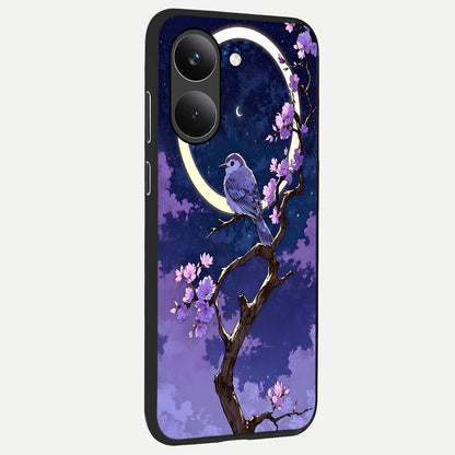  Celestial Bird Blossom back cover For Poco X8 Pro slim fit glass case with vibrant aesthetic design