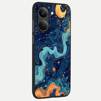  Celestial Dream Flow back cover For Poco X8 Pro slim fit glass case with vibrant aesthetic design