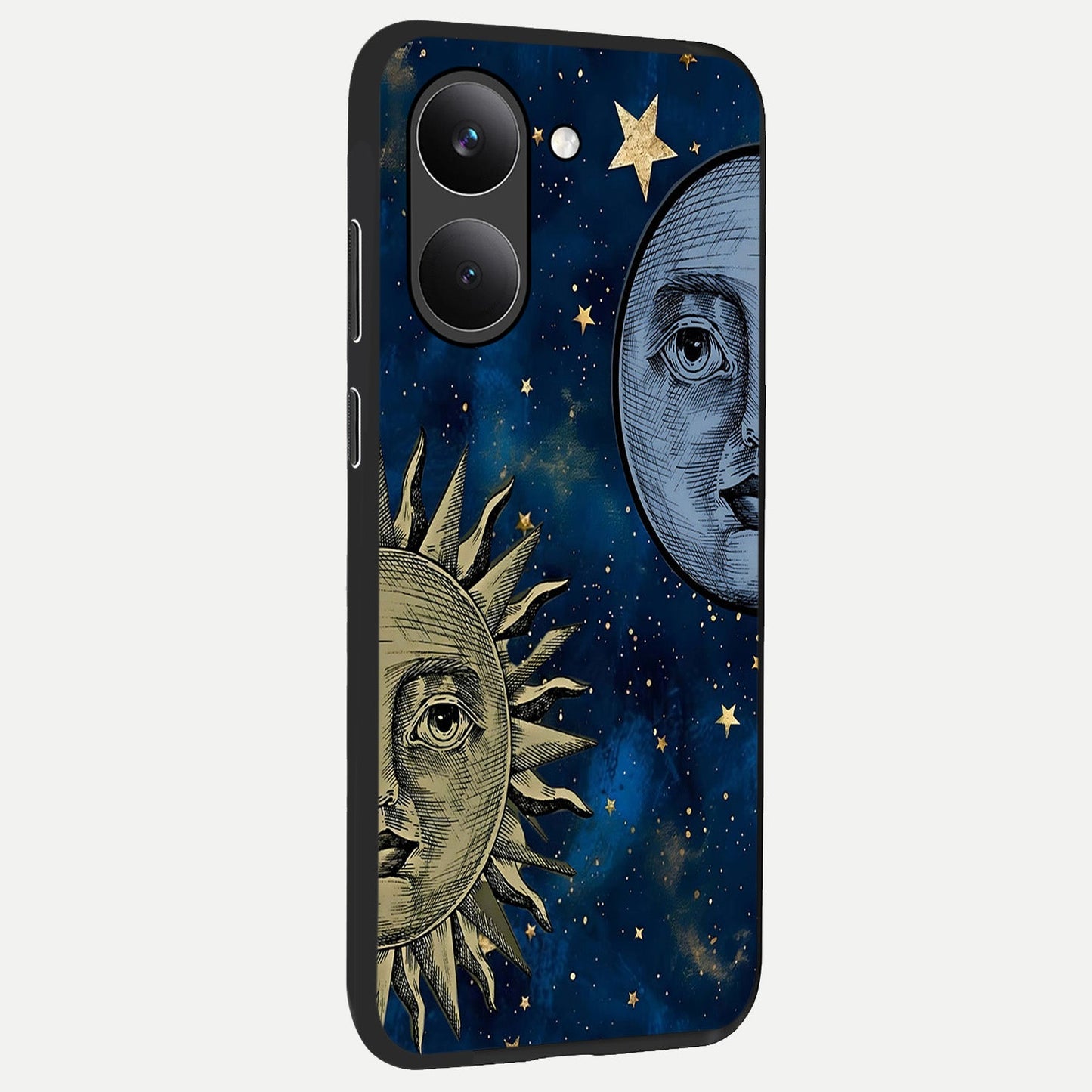  Celestial Moon With Sun back cover For Poco X8 Pro slim fit glass case with vibrant aesthetic design