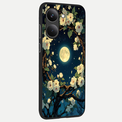  Celestial Moon And Flower back cover For Poco X8 Pro slim fit glass case with vibrant aesthetic design