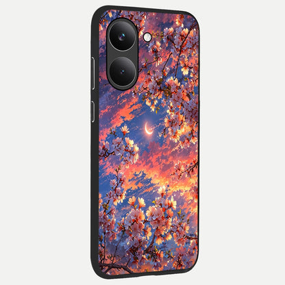  Celestial Sakura Sunset back cover For Poco X8 Pro slim fit glass case with vibrant aesthetic design