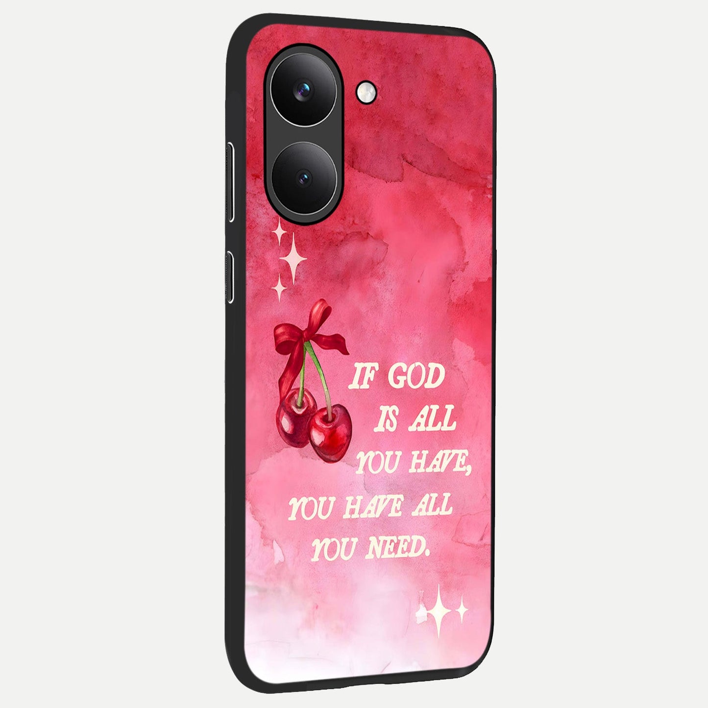 Cherry Quote back cover For Poco X8 Pro slim fit glass case with vibrant aesthetic design