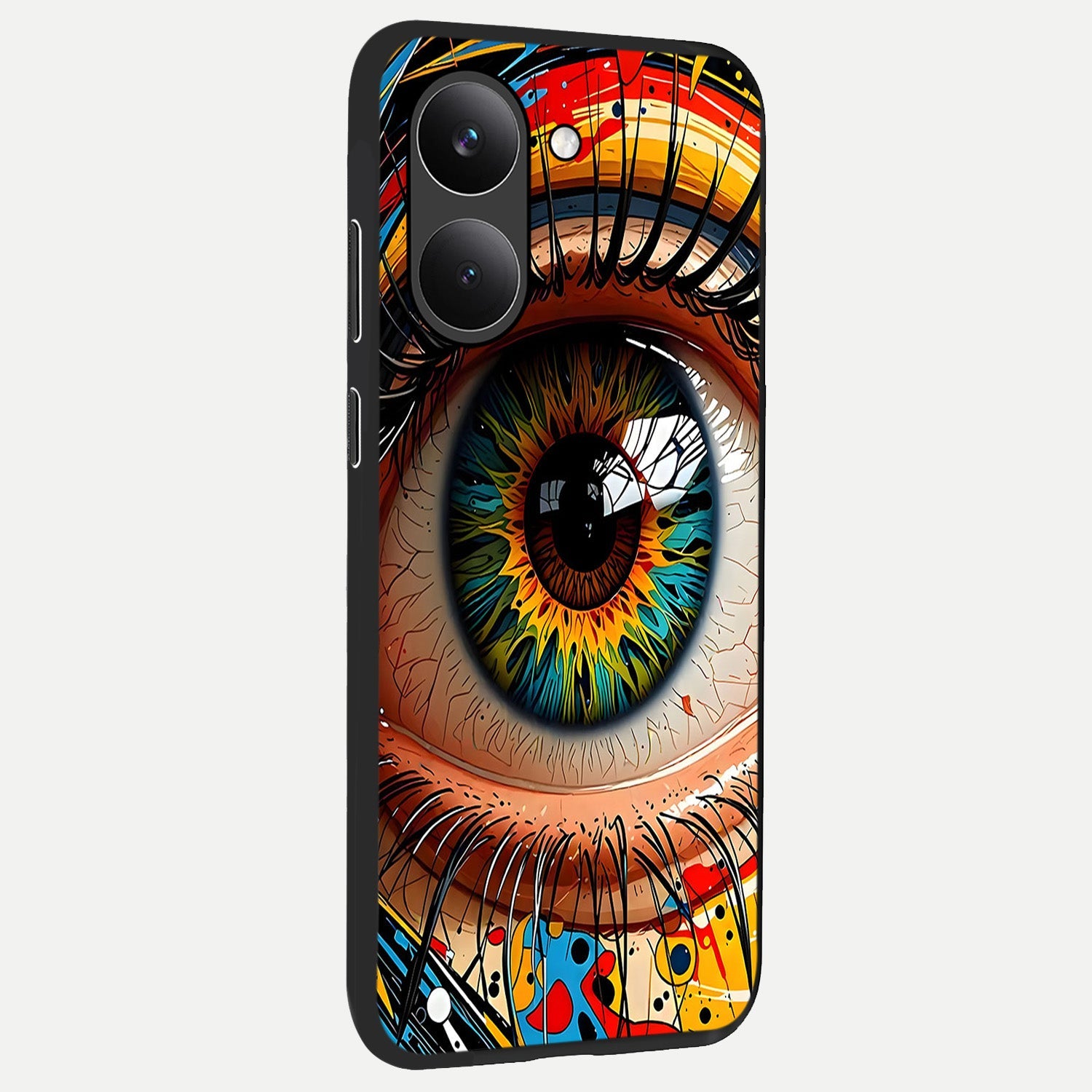  Colorful Eye back cover For Poco X8 Pro slim fit glass case with vibrant aesthetic design