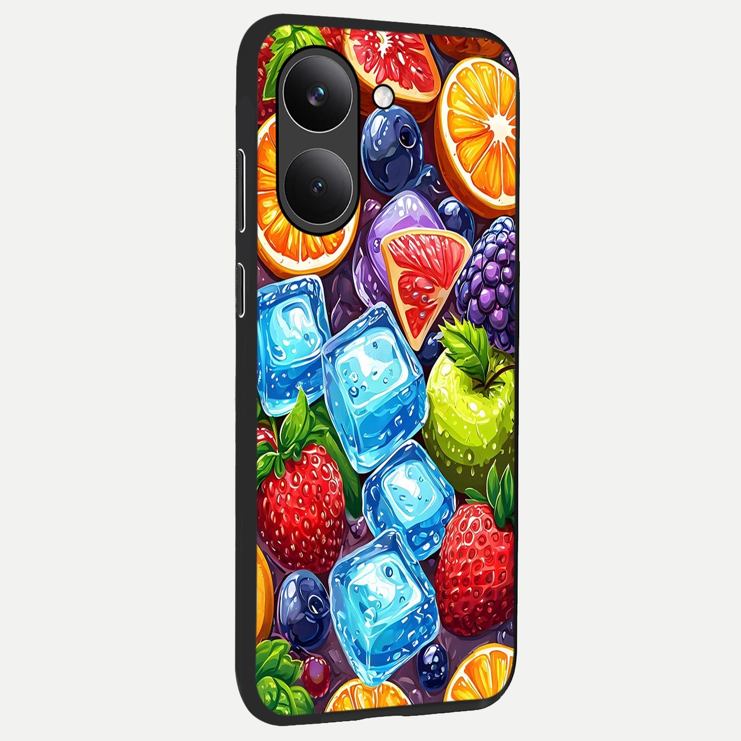  Colorful Fruits with Ice back cover For Poco X8 Pro slim fit glass case with vibrant aesthetic design