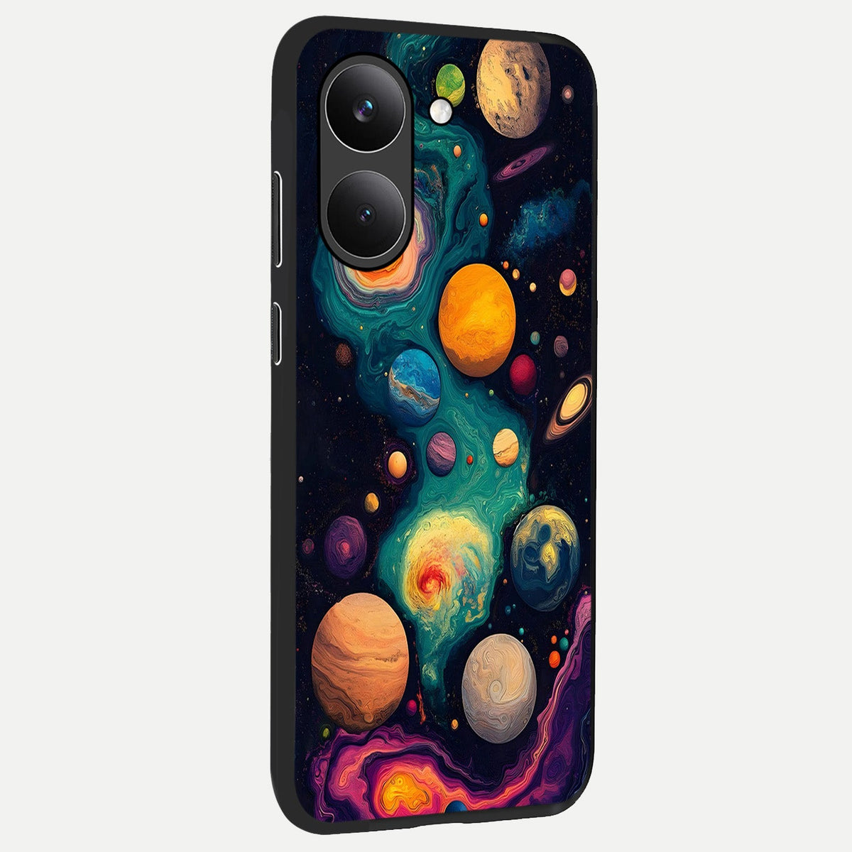  Cosmic Planet Journey back cover For Poco X8 Pro slim fit glass case with vibrant aesthetic design