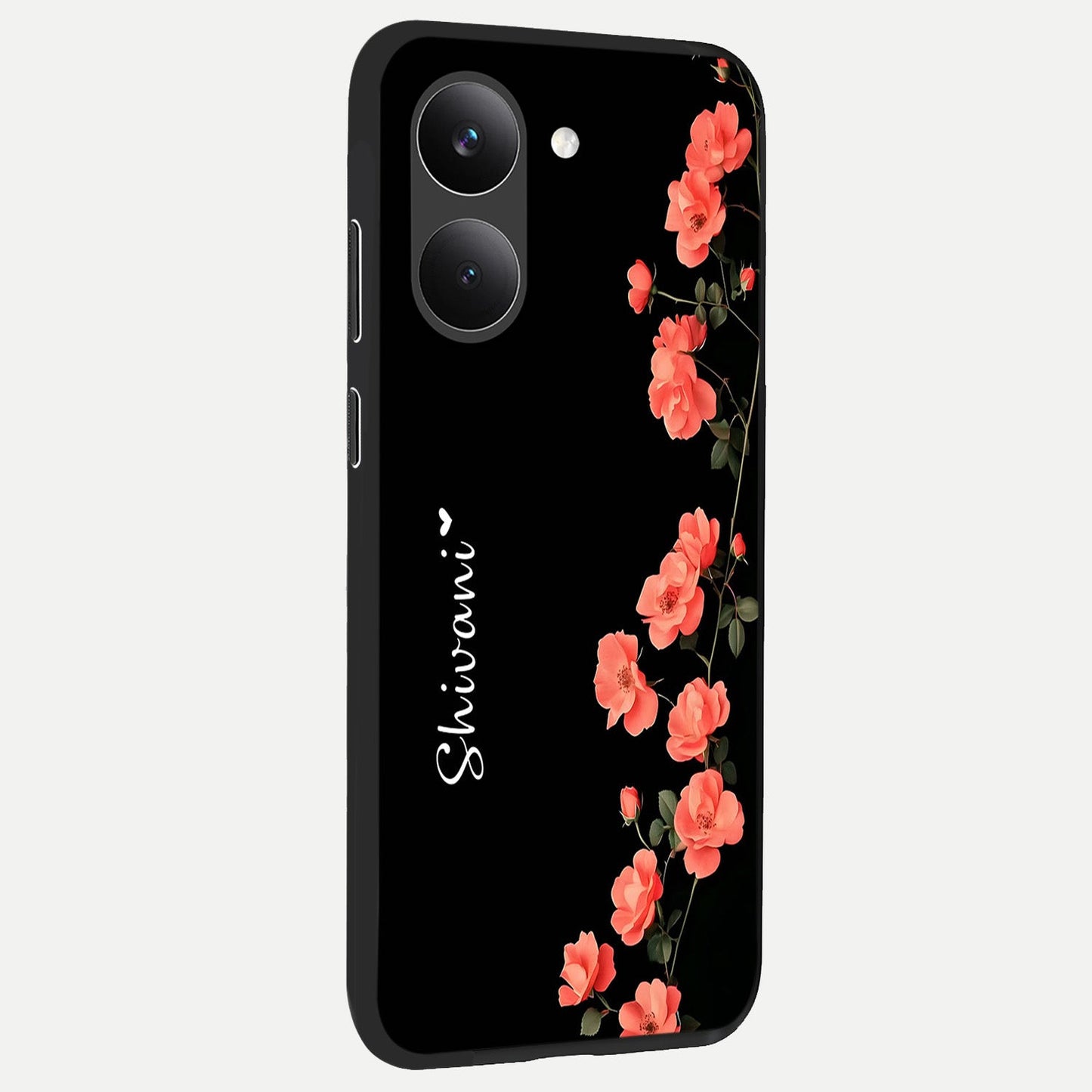  Crimson Bloom Grace Custom Name back cover For Poco X8 Pro slim fit glass case with vibrant aesthetic design