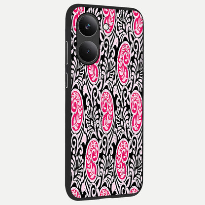  Crimson Paisley Charm back cover For Poco X8 Pro slim fit glass case with vibrant aesthetic design