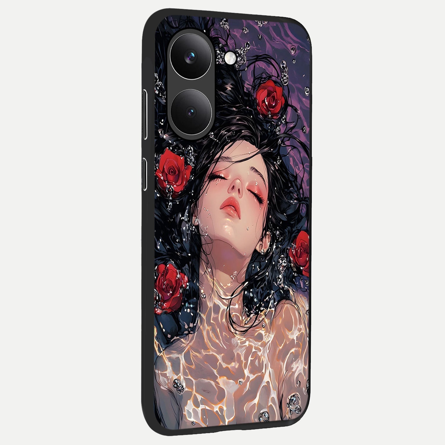  Crimson Rose Serenity back cover For Poco X8 Pro slim fit glass case with vibrant aesthetic design