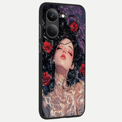  Crimson Rose Serenity back cover For Poco X8 Pro slim fit glass case with vibrant aesthetic design