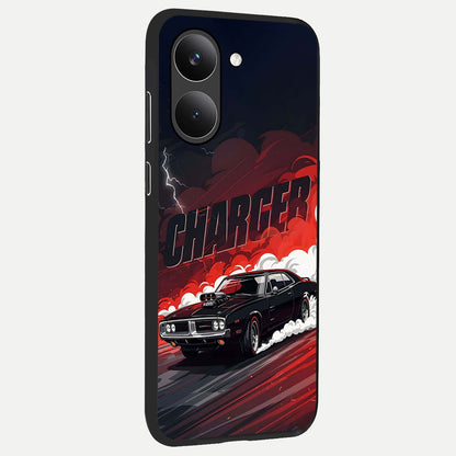  Dark Charger Fury back cover For Poco X8 Pro slim fit glass case with vibrant aesthetic design