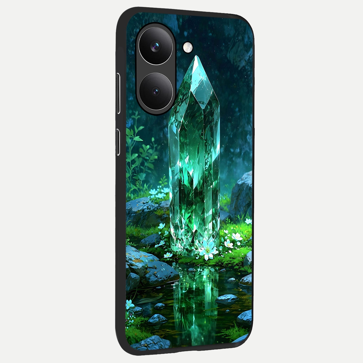  Emerald Light Crystal back cover For Poco X8 Pro slim fit glass case with vibrant aesthetic design