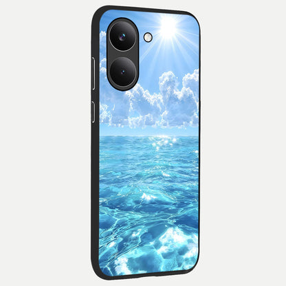  Endless Ocean Horizon back cover For Poco X8 Pro slim fit glass case with vibrant aesthetic design