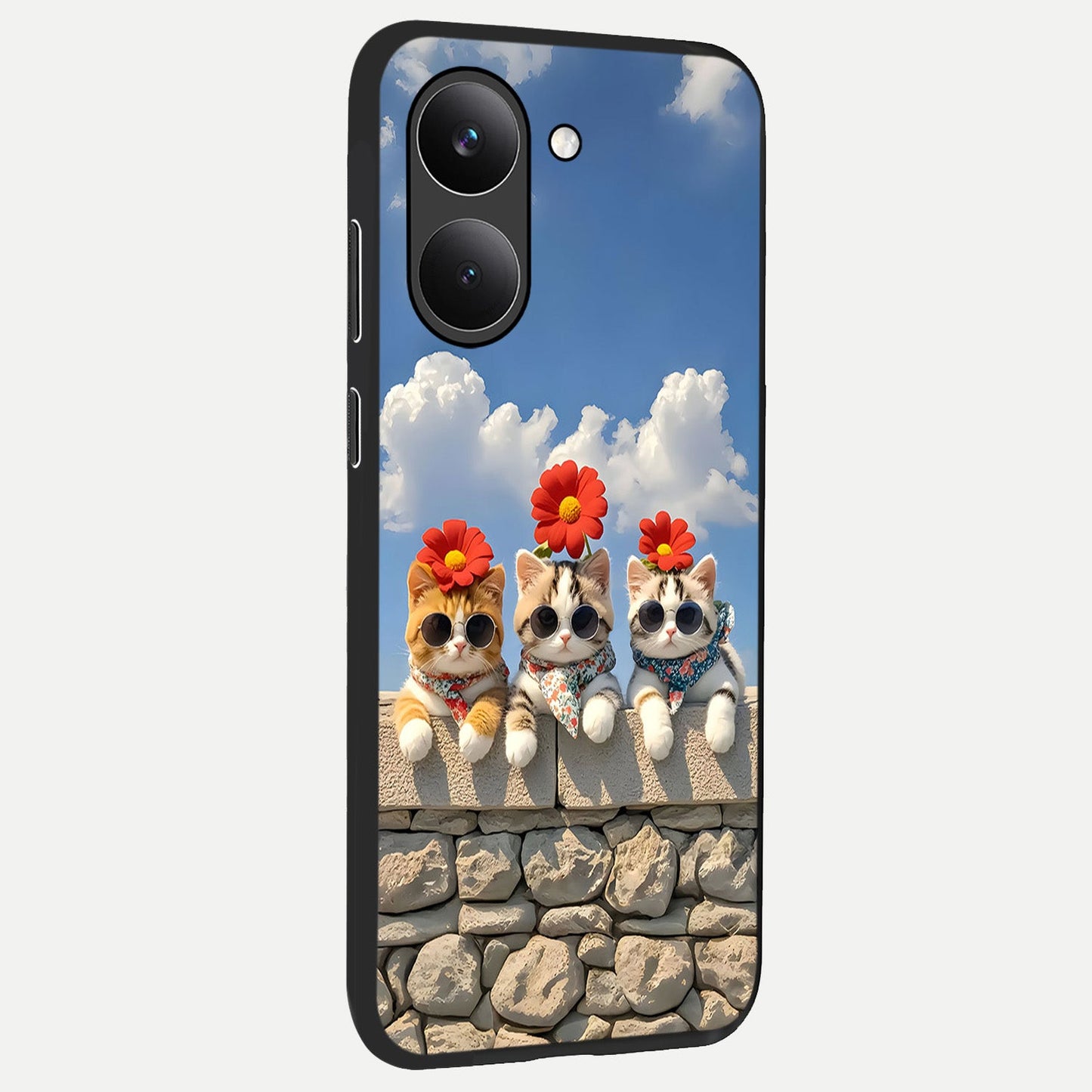  Floral Kitty Squad back cover For Poco X8 Pro slim fit glass case with vibrant aesthetic design
