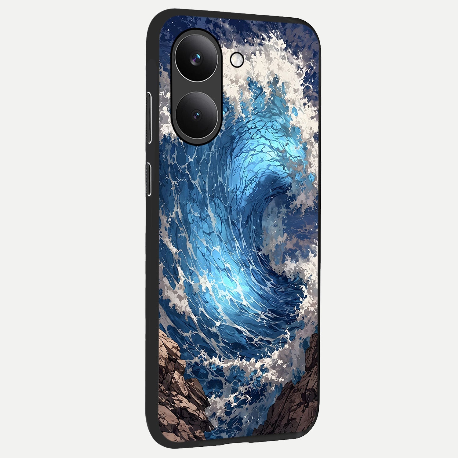  Giant Ocean Wave back cover For Poco X8 Pro slim fit glass case with vibrant aesthetic design