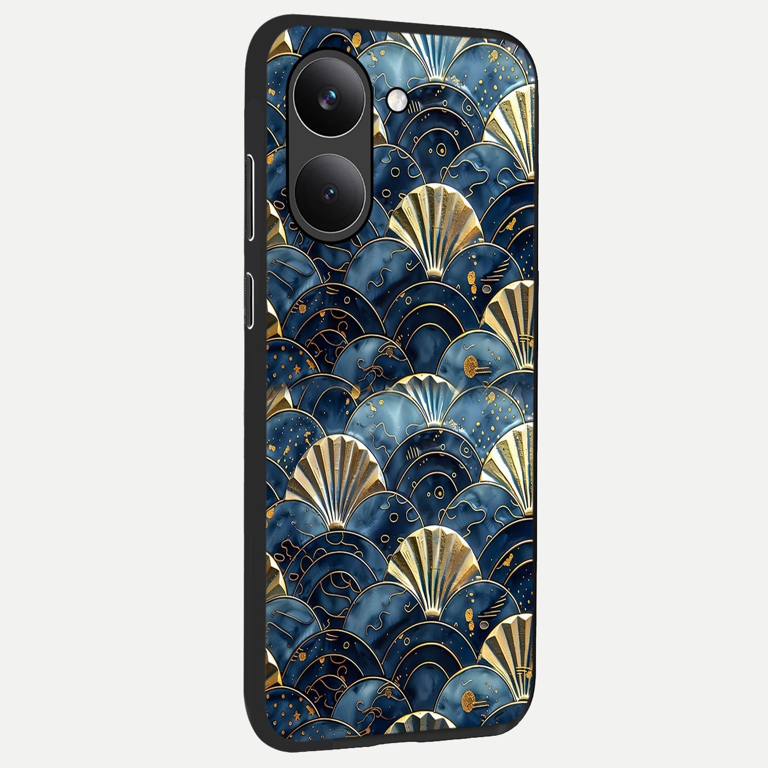  Golden Wave Luxe back cover For Poco X8 Pro slim fit glass case with vibrant aesthetic design