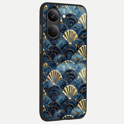  Golden Wave Luxe back cover For Poco X8 Pro slim fit glass case with vibrant aesthetic design