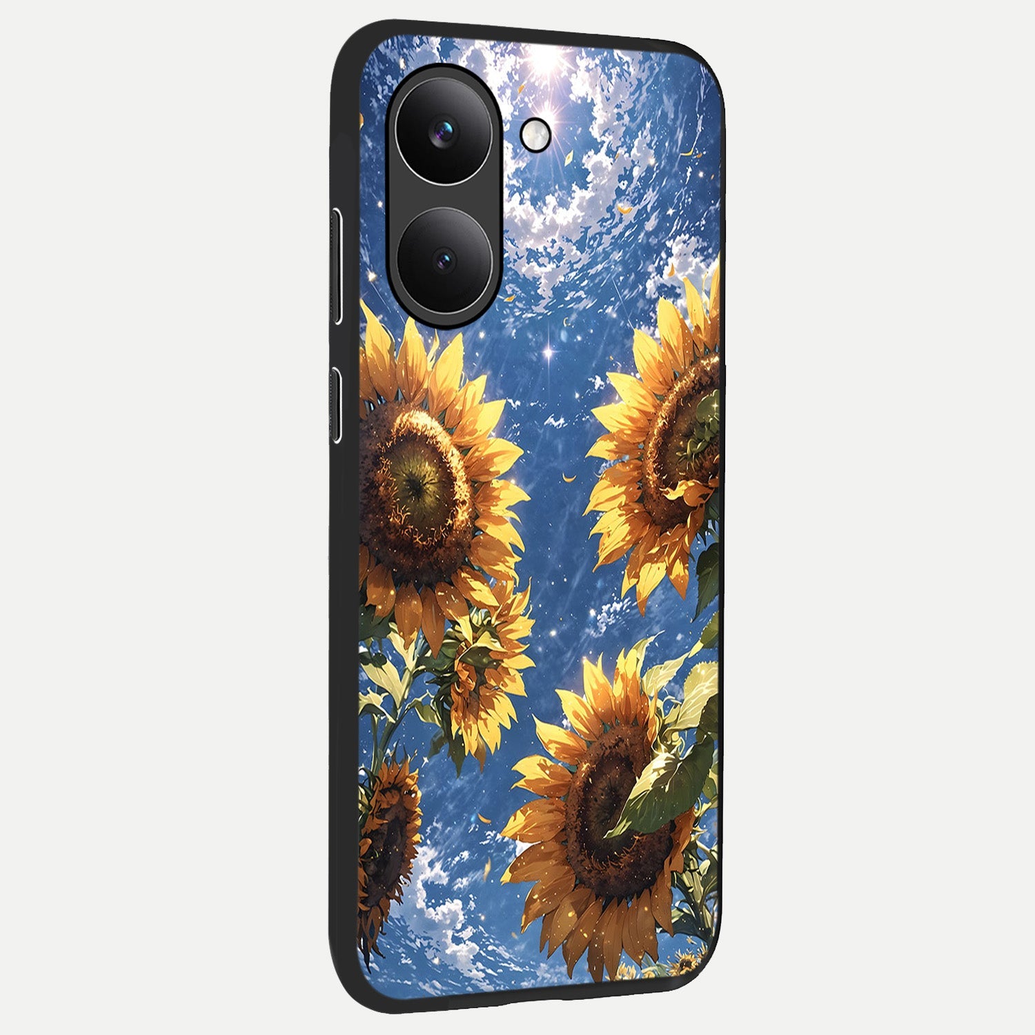  Heavenly Sunflower Rise back cover For Poco X8 Pro slim fit glass case with vibrant aesthetic design
