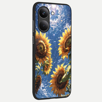  Heavenly Sunflower Rise back cover For Poco X8 Pro slim fit glass case with vibrant aesthetic design