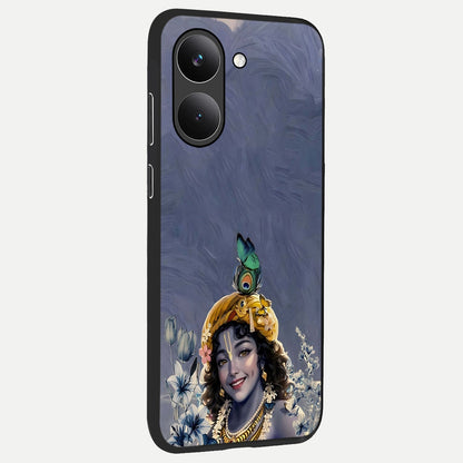  Lord Krishna back cover For Poco X8 Pro slim fit glass case with vibrant aesthetic design