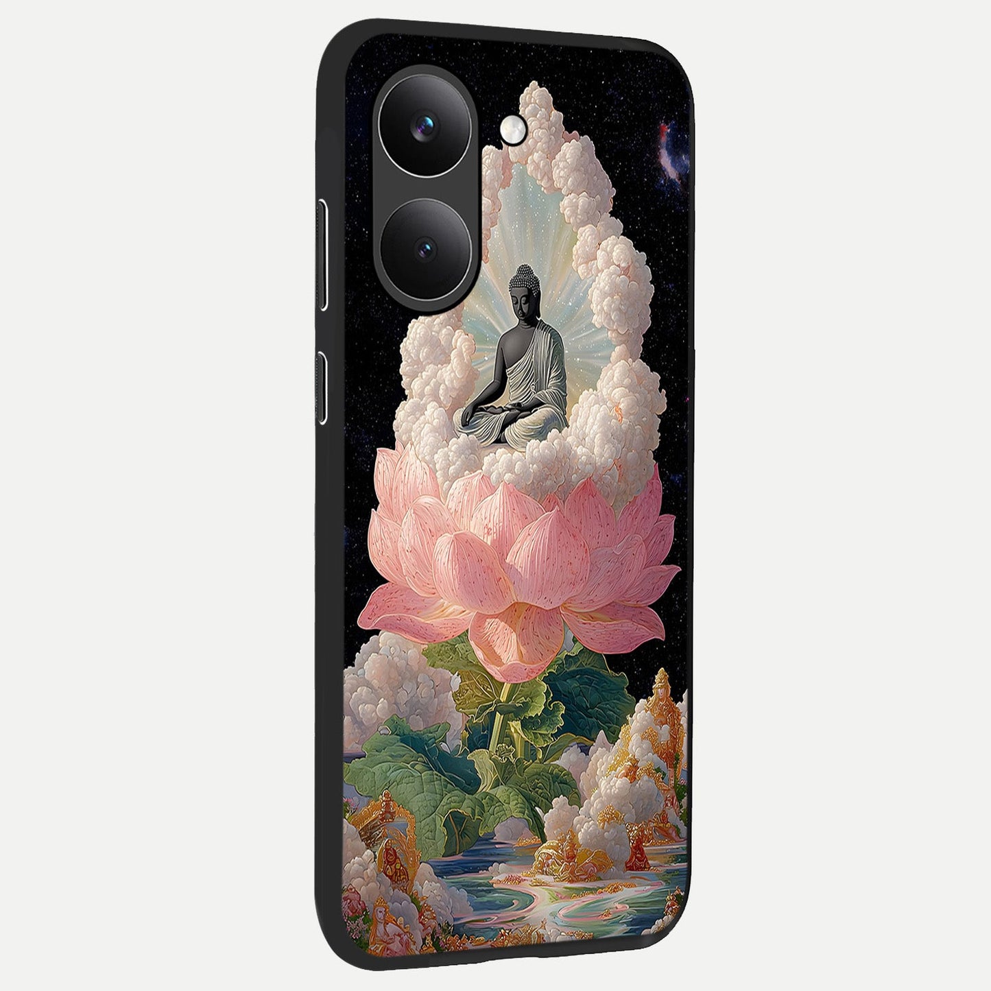  Lotus Divine Peace back cover For Poco X8 Pro slim fit glass case with vibrant aesthetic design
