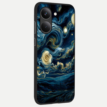  Midnight Sky Whirl back cover For Poco X8 Pro slim fit glass case with vibrant aesthetic design