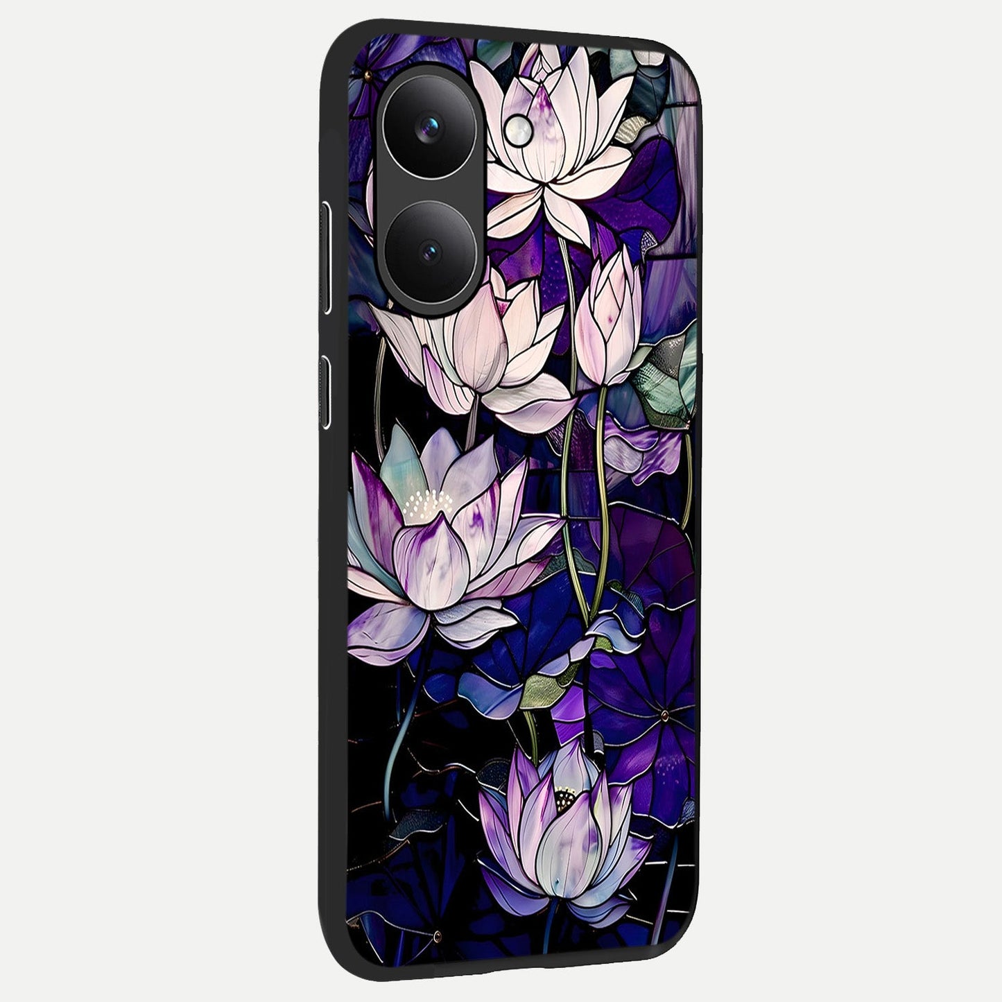  Purple Lotus Pattern back cover For Poco X8 Pro slim fit glass case with vibrant aesthetic design