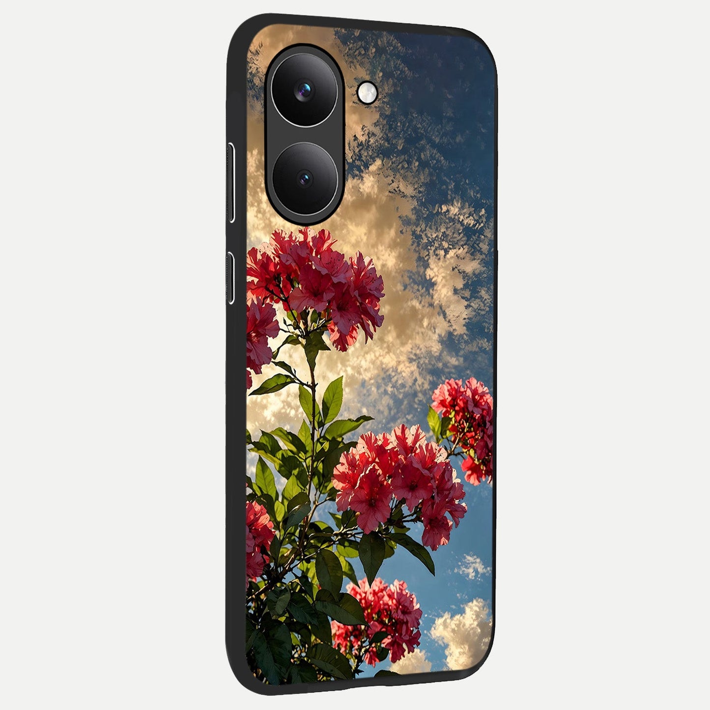  Red Bloom Skies back cover For Poco X8 Pro slim fit glass case with vibrant aesthetic design