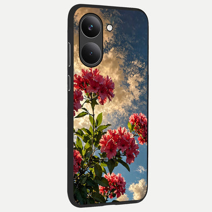  Red Bloom Skies back cover For Poco X8 Pro slim fit glass case with vibrant aesthetic design
