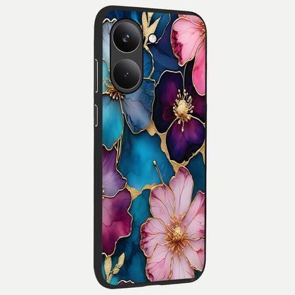  Sparkle Floral back cover For Poco X8 Pro slim fit glass case with vibrant aesthetic design