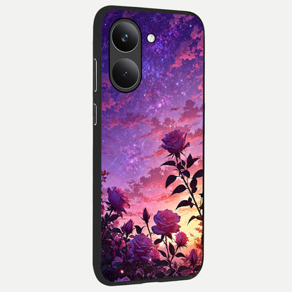  Starlit Rose Twilight back cover For Poco X8 Pro slim fit glass case with vibrant aesthetic design