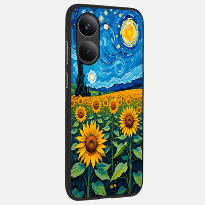  Starry Sunflower Dreams back cover For Poco X8 Pro slim fit glass case with vibrant aesthetic design