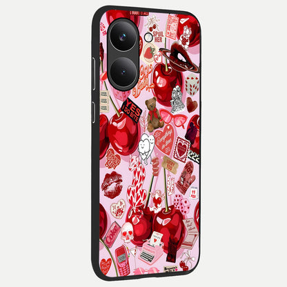  Sweet Cherry Chaos back cover For Poco X8 Pro slim fit glass case with vibrant aesthetic design