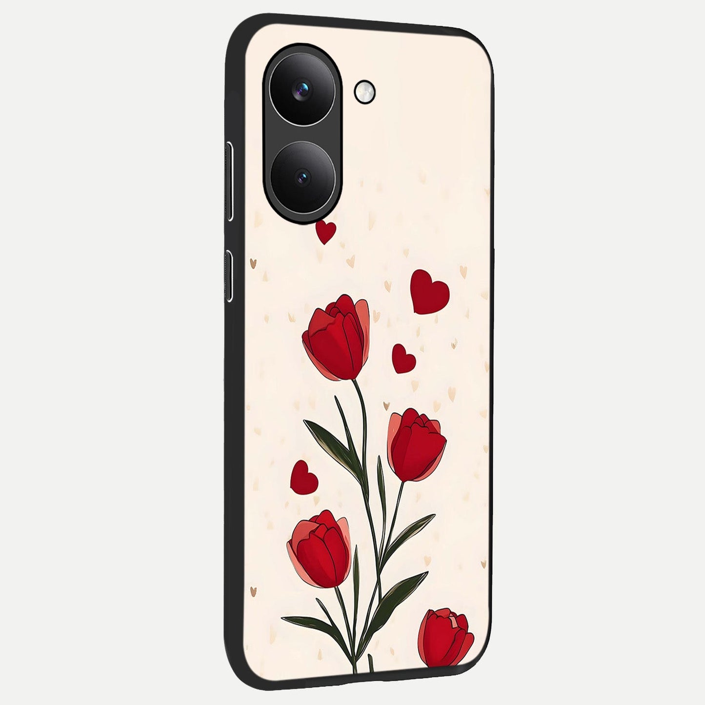  Tulip With Heart back cover For Poco X8 Pro slim fit glass case with vibrant aesthetic design