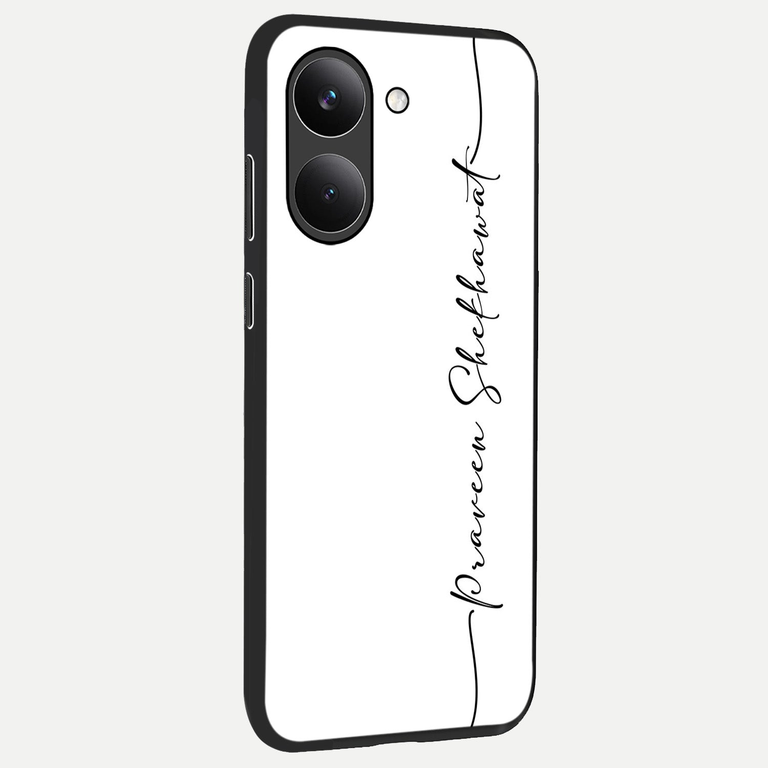  White Tune Custom Name back cover For Poco X8 Pro slim fit personalized glass case with aesthetic design