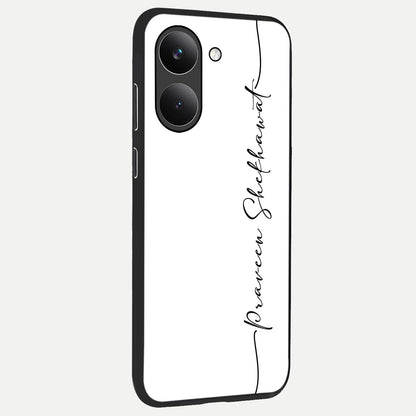  White Tune Custom Name back cover For Poco X8 Pro slim fit personalized glass case with aesthetic design