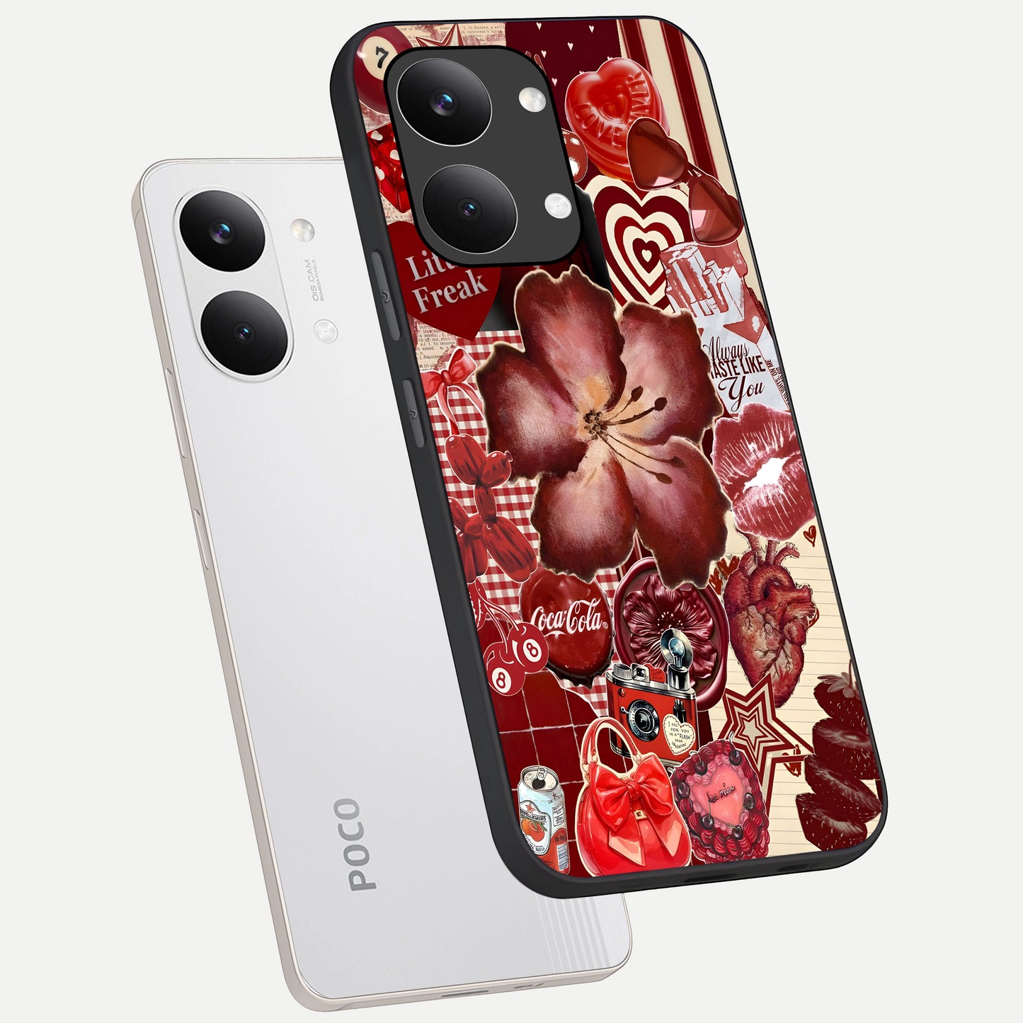  Aesthetic Little Freak phone case For Poco X8 Pro Max showing premium glass back cover with detailed artwork