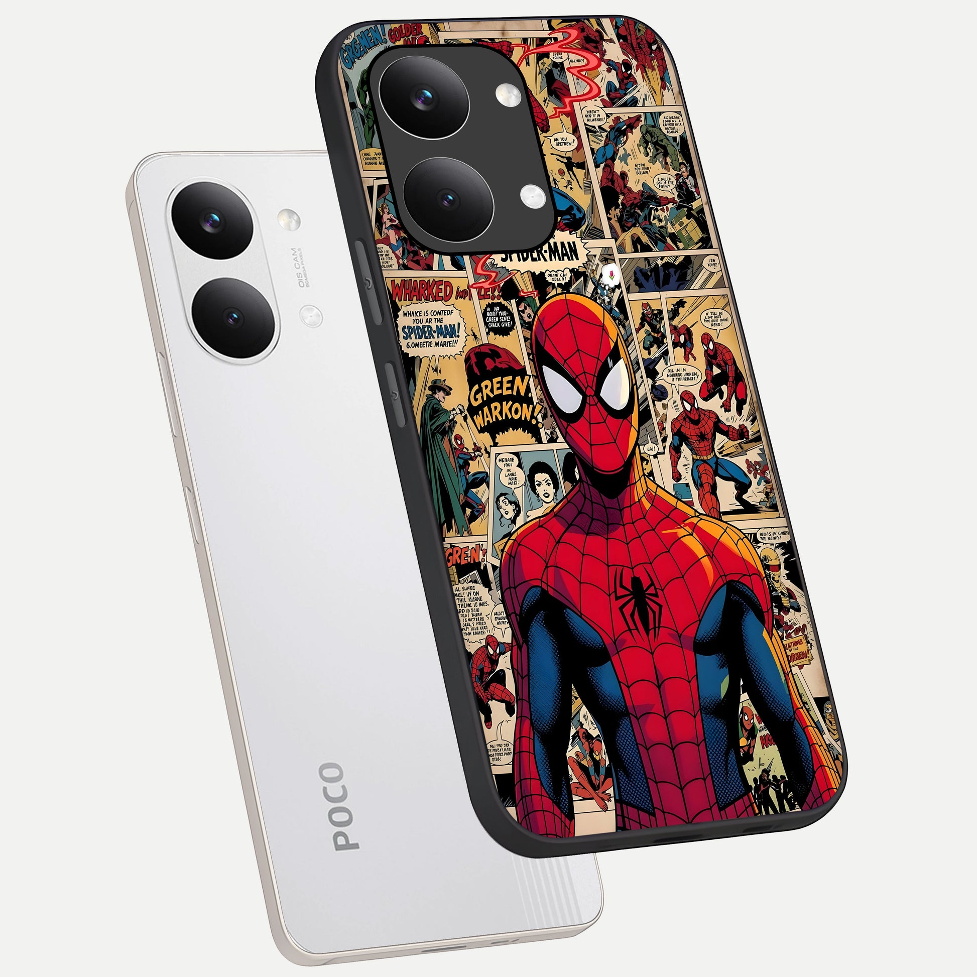  Aesthetic Spider phone case For Poco X8 Pro Max showing premium glass back cover with detailed artwork
