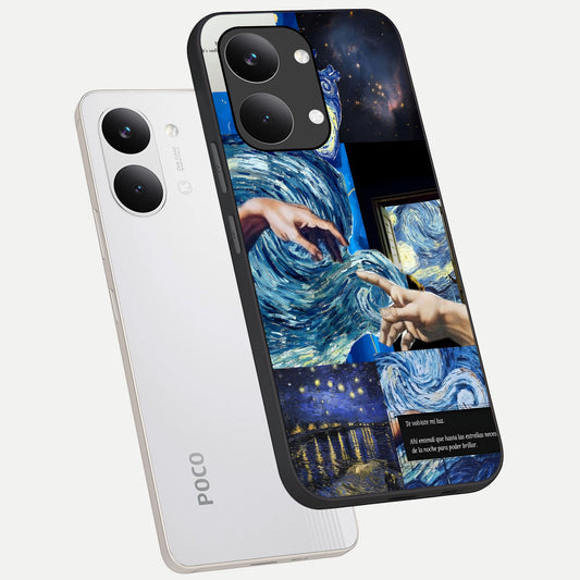  Aesthetic Vando Hands phone case For Poco X8 Pro Max showing premium glass back cover with detailed artwork