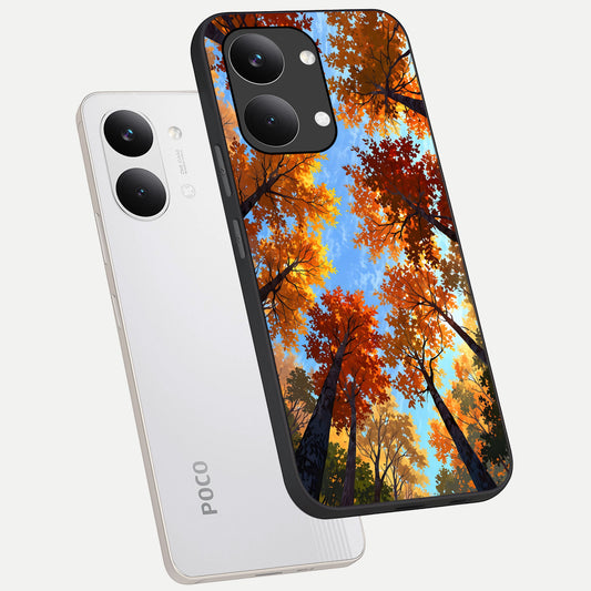  Autumn Sky Rise phone case For Poco X8 Pro Max showing premium glass back cover with detailed artwork