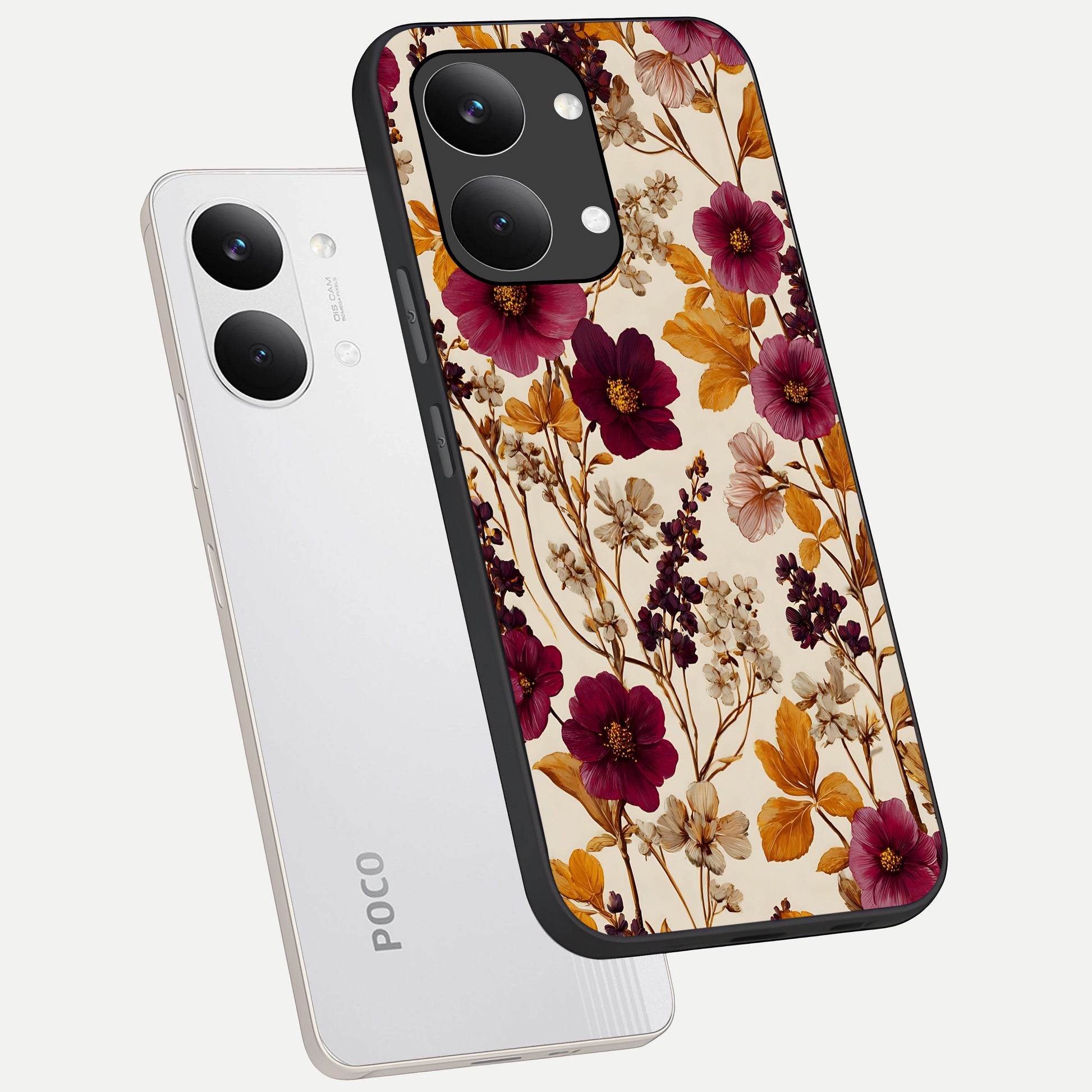  Autumn Wine Bloom phone case For Poco X8 Pro Max showing premium glass back cover with detailed artwork