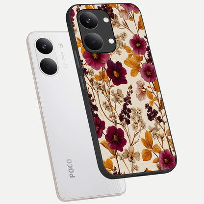 Autumn Wine Bloom phone case For Poco X8 Pro Max showing premium glass back cover with detailed artwork